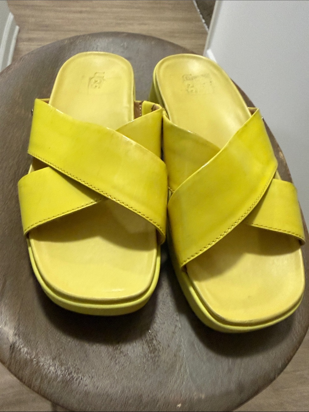 UGG Yellow Crisscross Slide Sandals